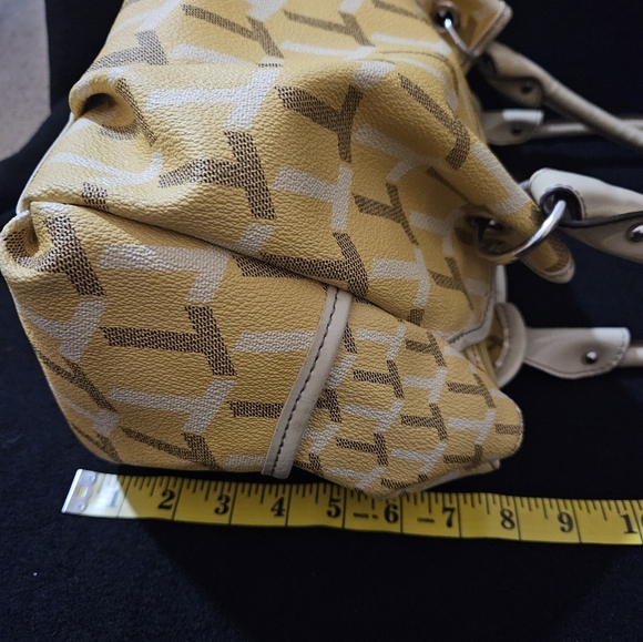 Tignanello Signature Leather Shoulder Bag/Satchel-Yellow, Cream, & Brown - Picture 5 of 16